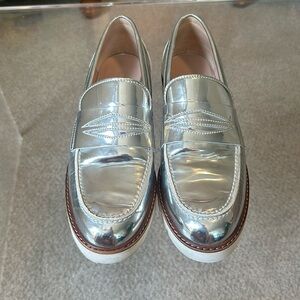 Stuart Weitzman silver loafer